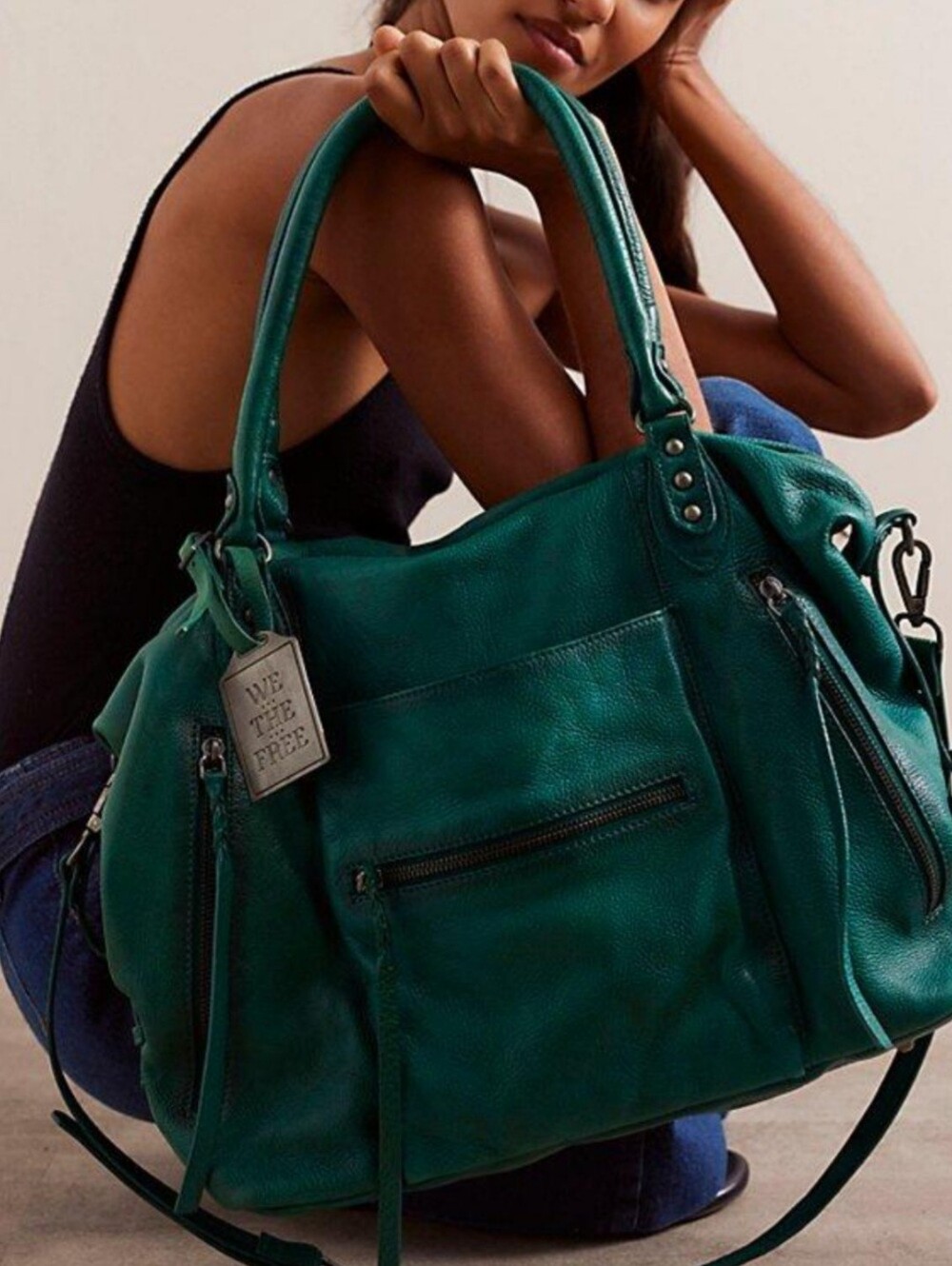 Free People Emerson Worn  Leather Tote Bag.